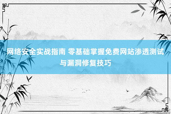 网络安全实战指南 零基础掌握免费网站渗透测试与漏洞修复技巧